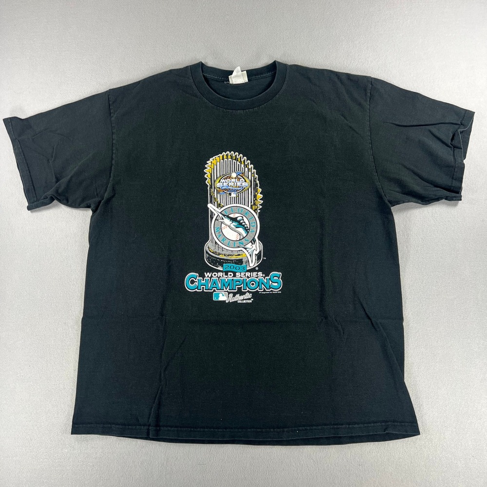 Vintage Y2K Lee Sport Florida Marlins World Series Champs Graphic Tee Mens XXL
